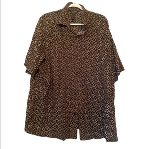 Men’s Axcess Short Sleeved Button Down Black and Tan Shirt